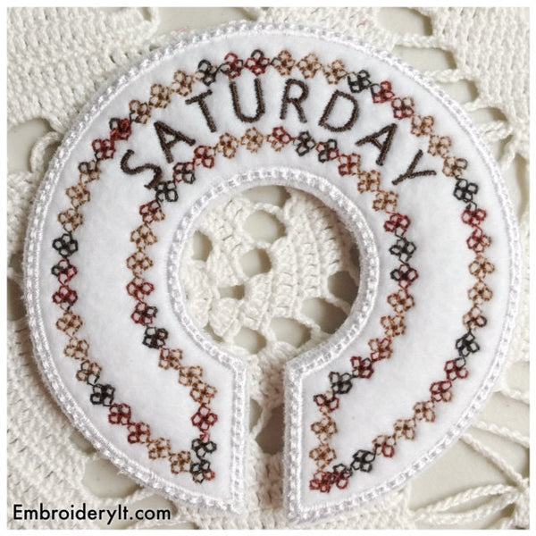 machine embroidery days of the week in the hoop designs