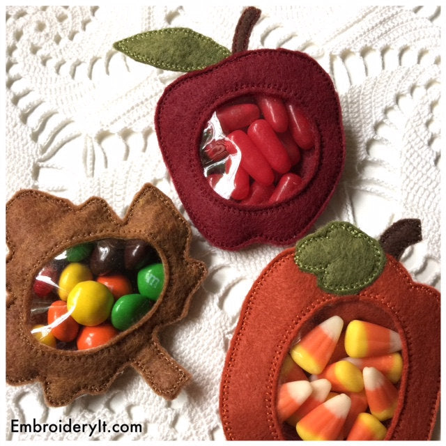 Candy holder machine embroidery fall set