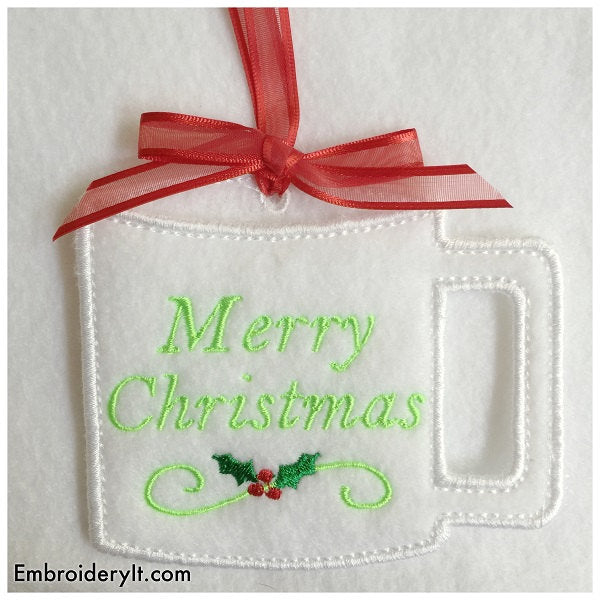 Christmas gift card in the hoop machine embroidery designs