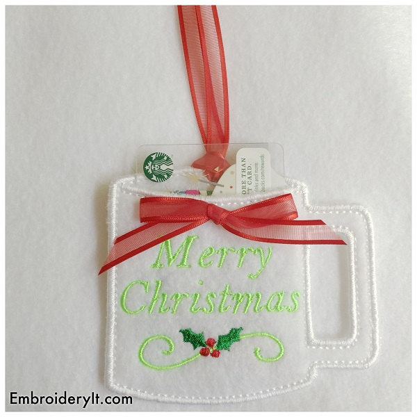 machine embroidery in the hoop Christmas gift card holders