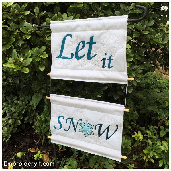 let it snow machine embroidery sign