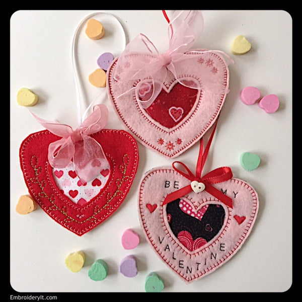 in the hoop heart candy holder machine embroidery set