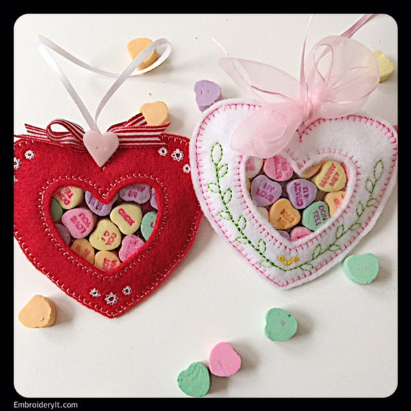 in the hoop heart candy holder embroidery designs