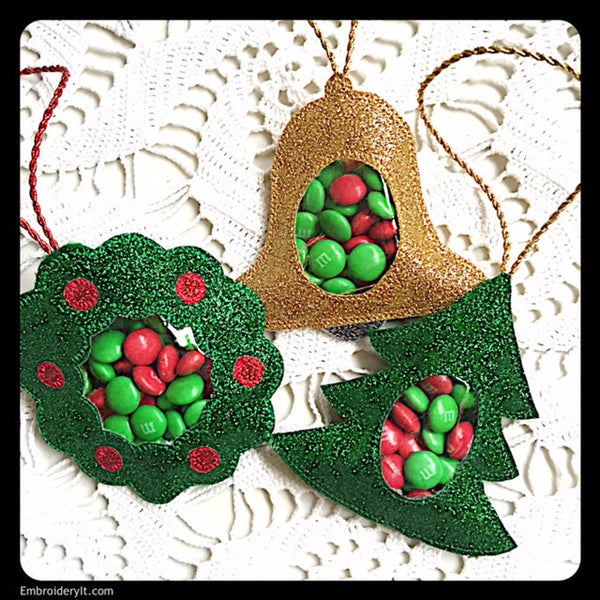 machine embroidery designs in the hoop Christmas candy holders