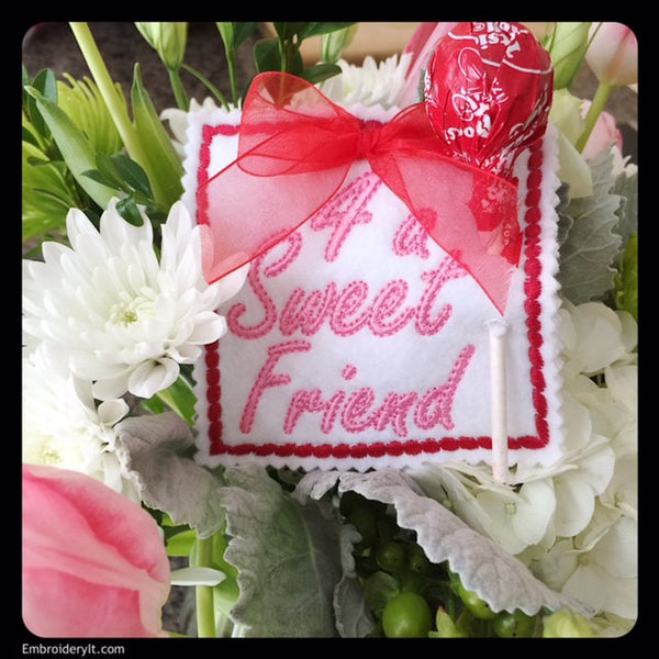 valentine for friend machine embroidery candy holder design