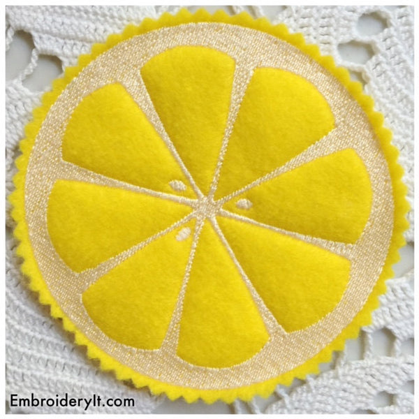  machine embroidery in the hoop summer citrus coasters