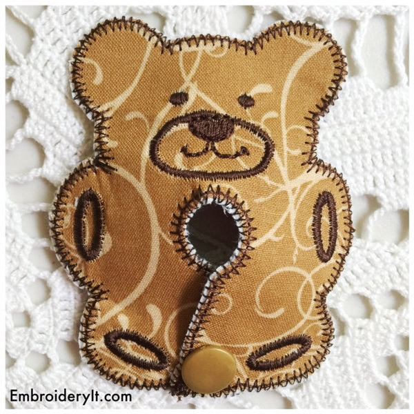 machine embroidery bear in the hoop feeding tube pad